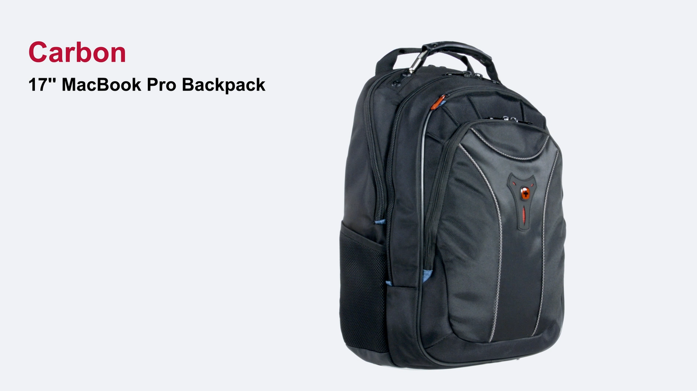 17 inch laptop backpack, black Handle reinforced with steel cable