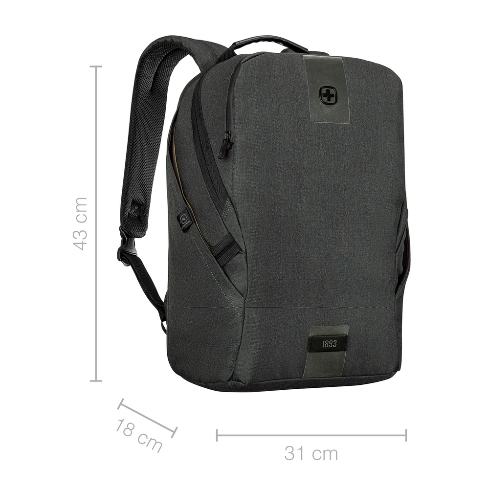 16 Zoll Laptop-Rucksack mit Tablet-Fach, kohlefarben