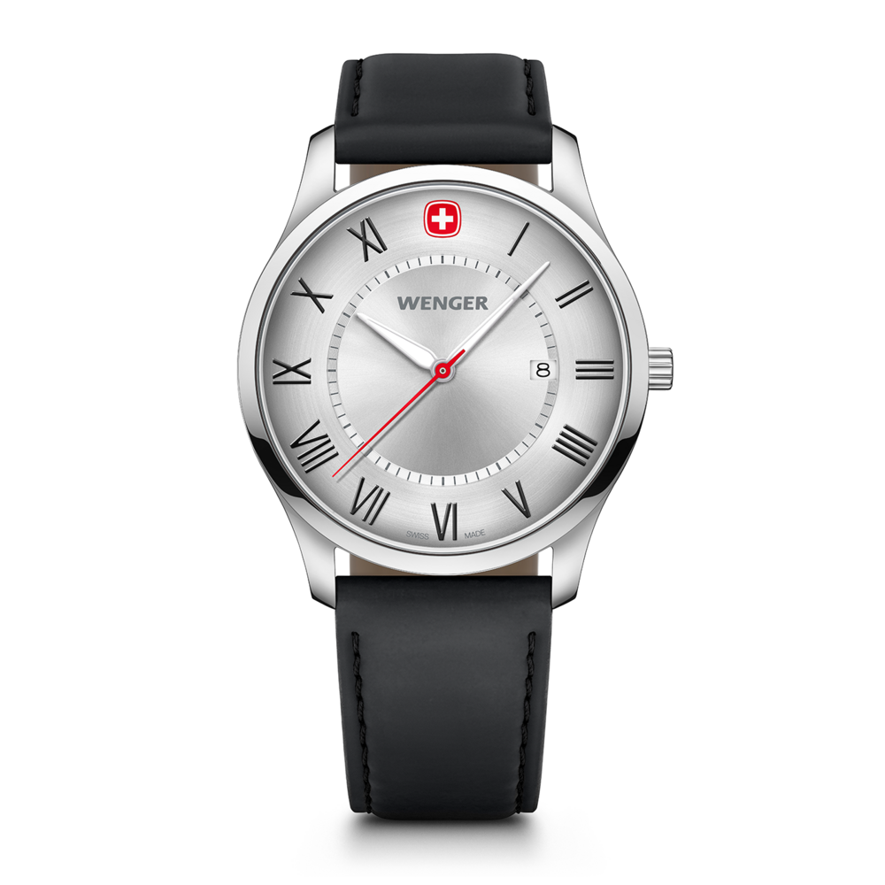 Herrenuhr schwarz-silber Ø 42 mm