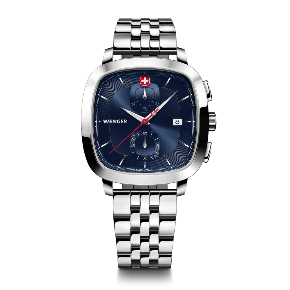 Chrono Herrenuhr silber-blau Ø 39,5 mm