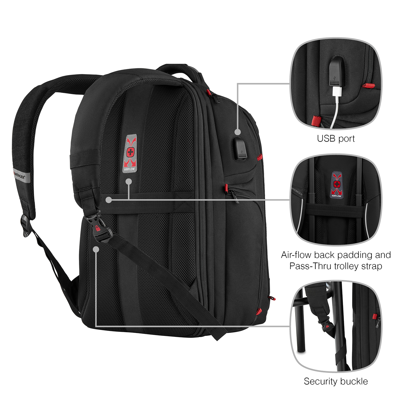 17,3 Zoll Gaming-Laptop-Rucksack mit Tablet-Fach