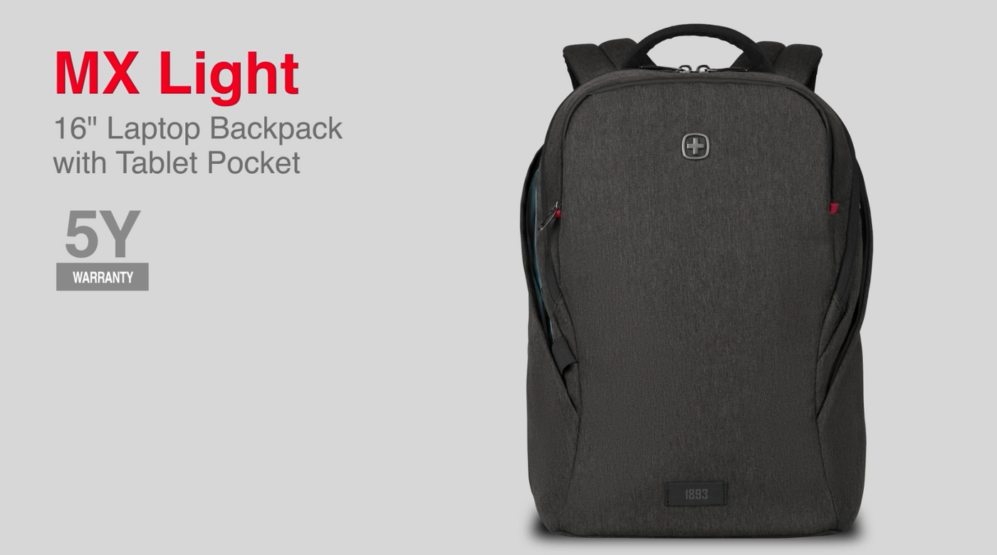 16 inch laptop backpack with tablet compartment, grey
