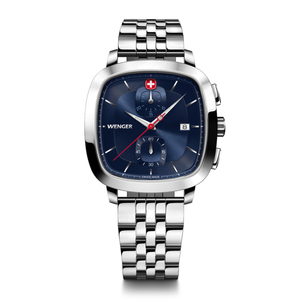 Chrono Herrenuhr silber-blau Ø 39,5 mm