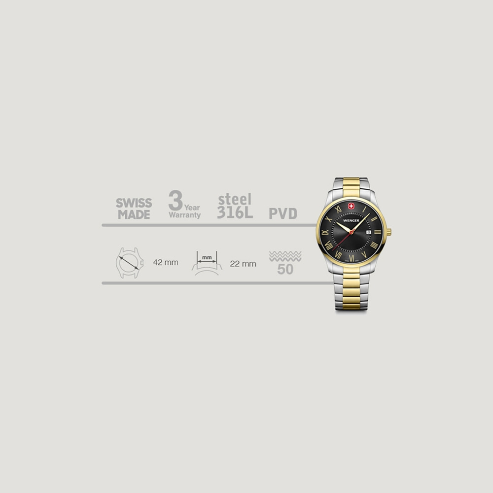Herrenuhr zweifarbig, schwarz Ø 42 mm