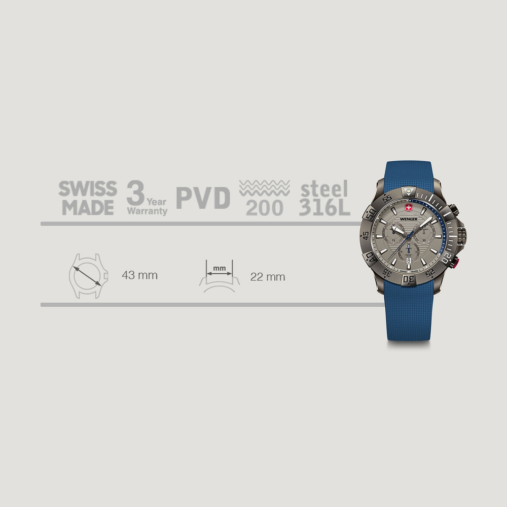 Chrono Herrenuhr blau-grau Ø 43 mm
