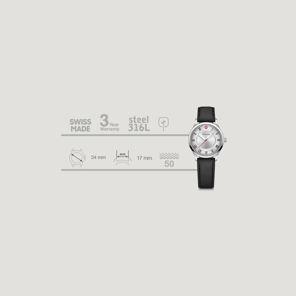 Damenuhr schwarz-silber Ø 34 mm