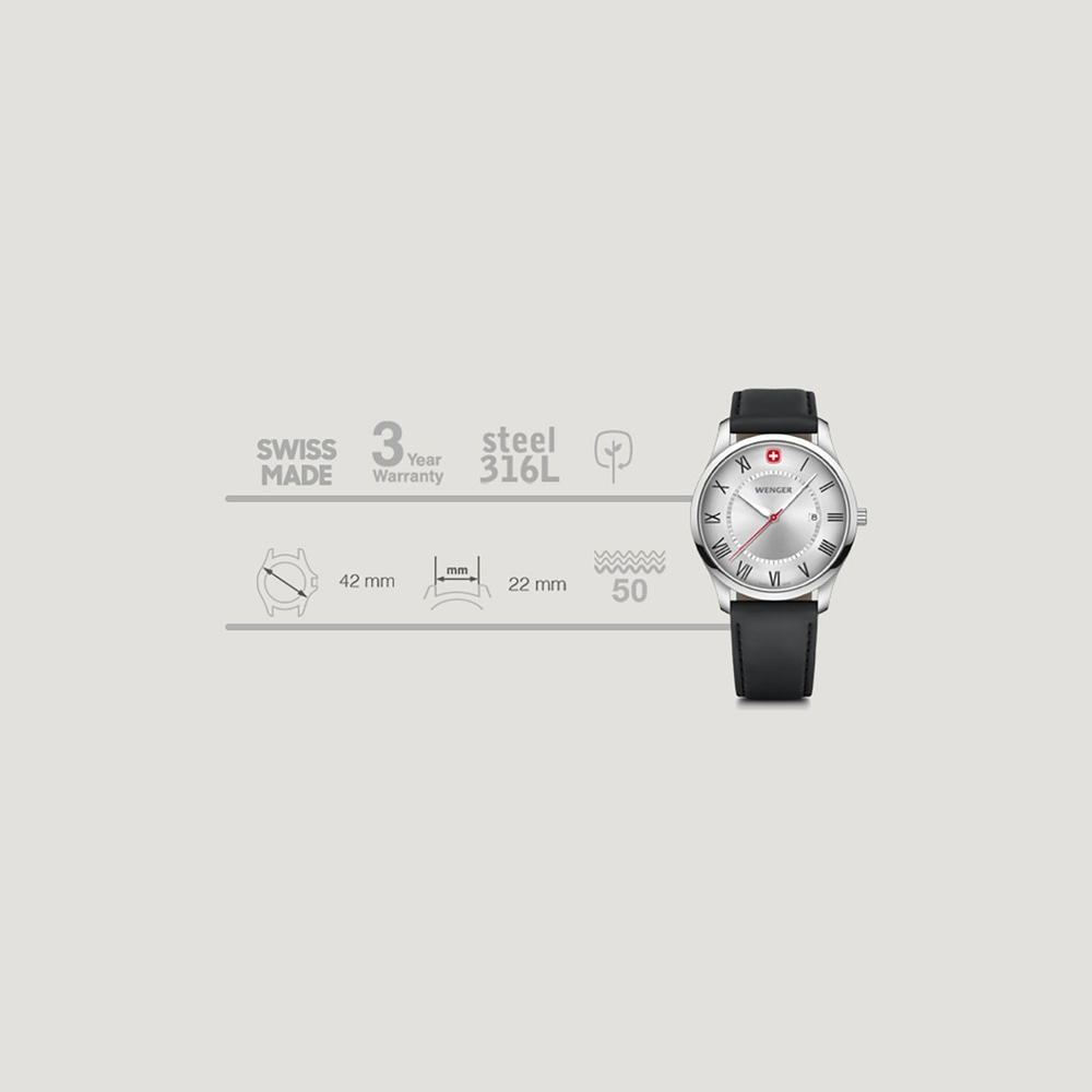 Herrenuhr schwarz-silber Ø 42 mm