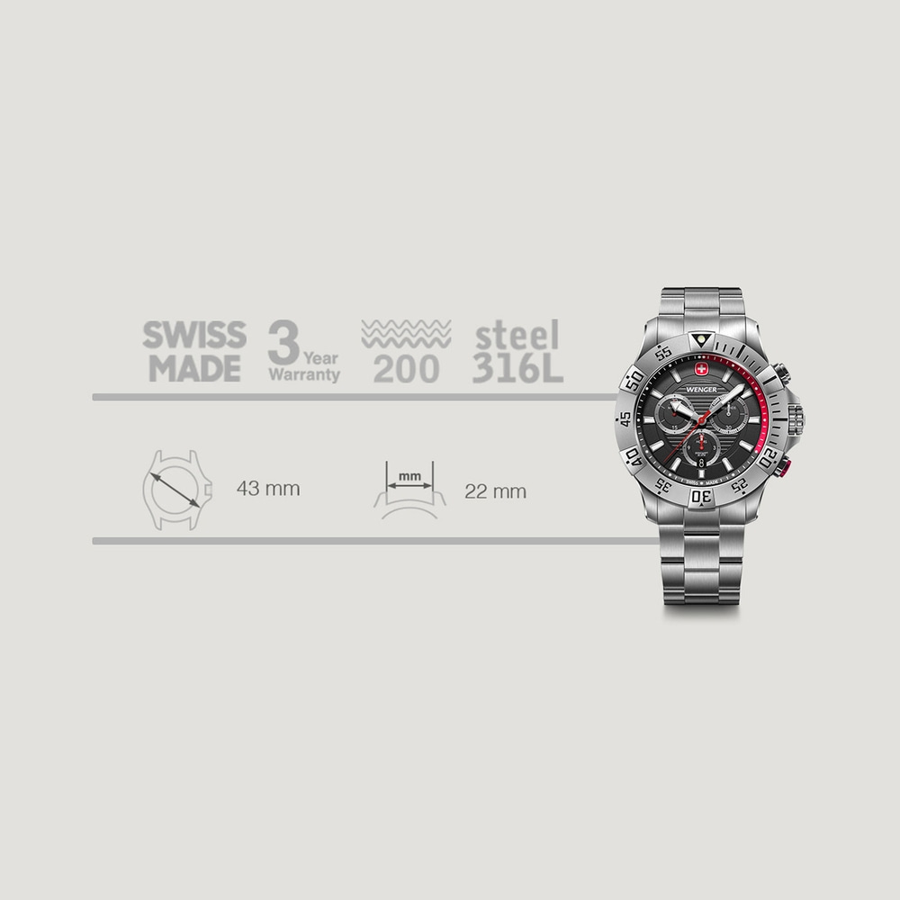 Chrono Herrenuhr silber Ø 43 mm