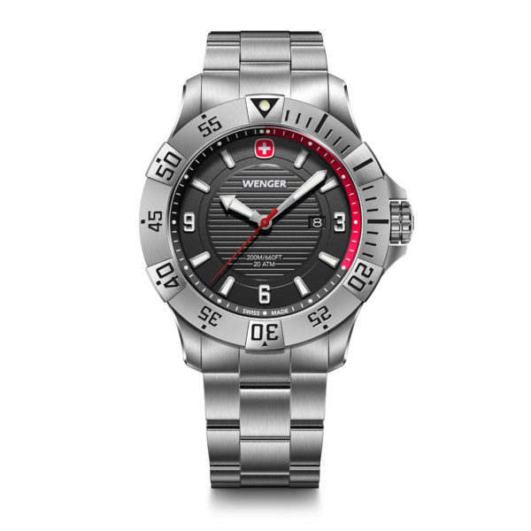 Herrenuhr silber-schwarz Ø 43 mm