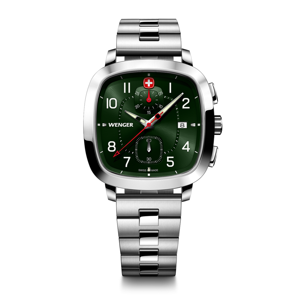 Chrono Herrenuhr silber-grün Ø 39,5 mm