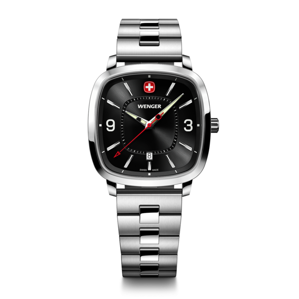 Herrenuhr silber-schwarz Ø 37 mm