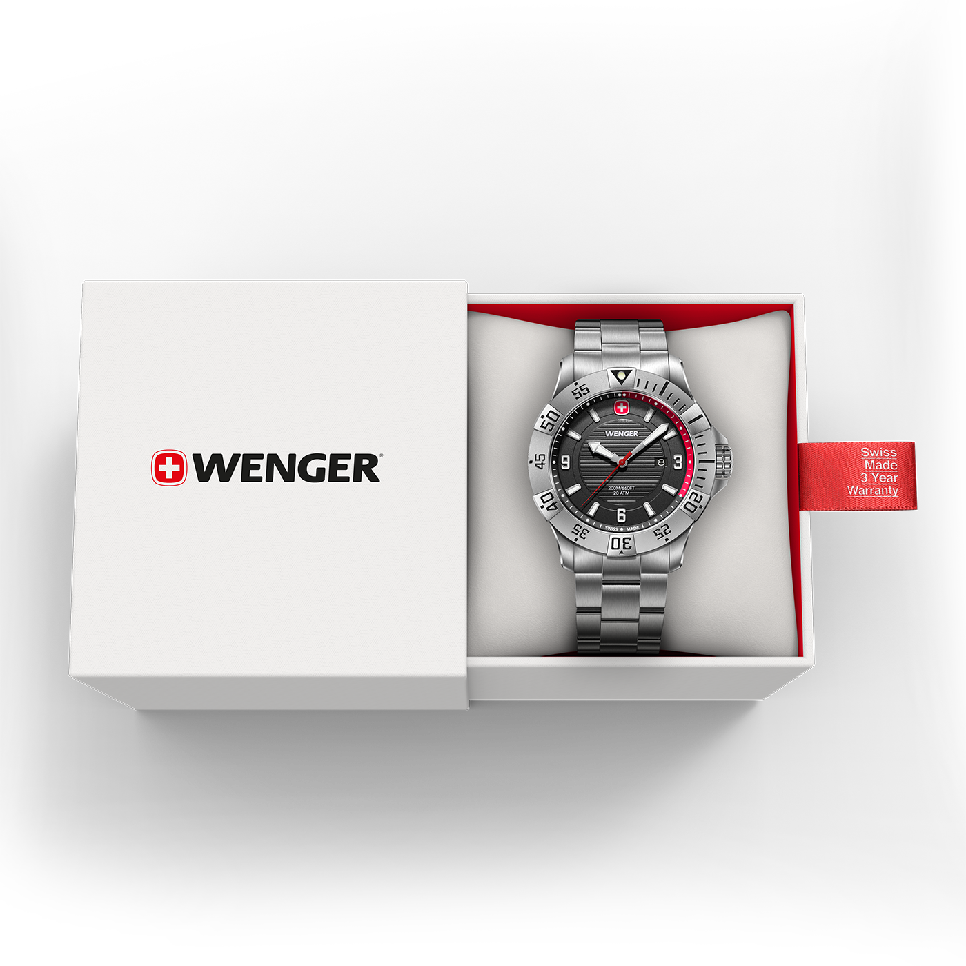 Herrenuhr silber-schwarz Ø 43 mm