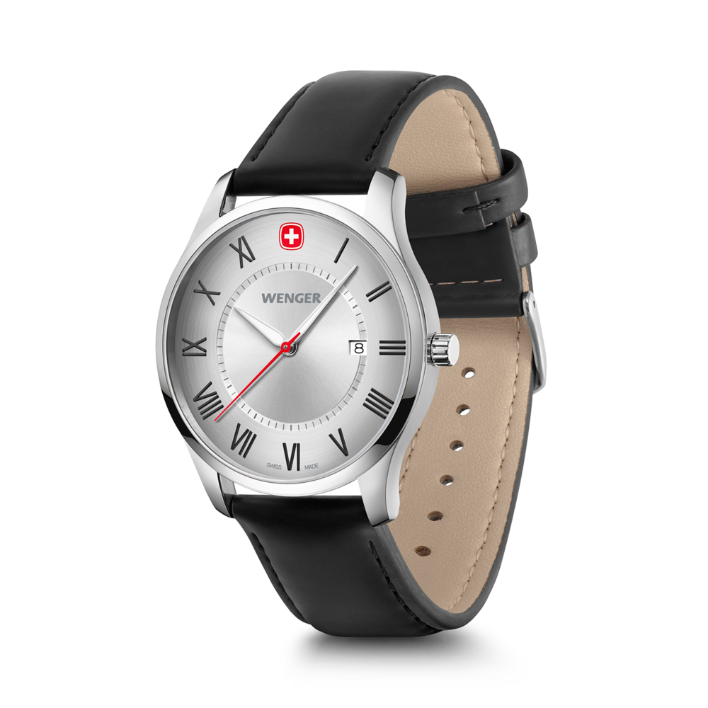 Herrenuhr schwarz-silber Ø 42 mm