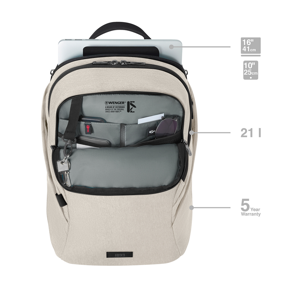 16 Zoll Laptop-Rucksack mit Tablet-Fach, sandfarben