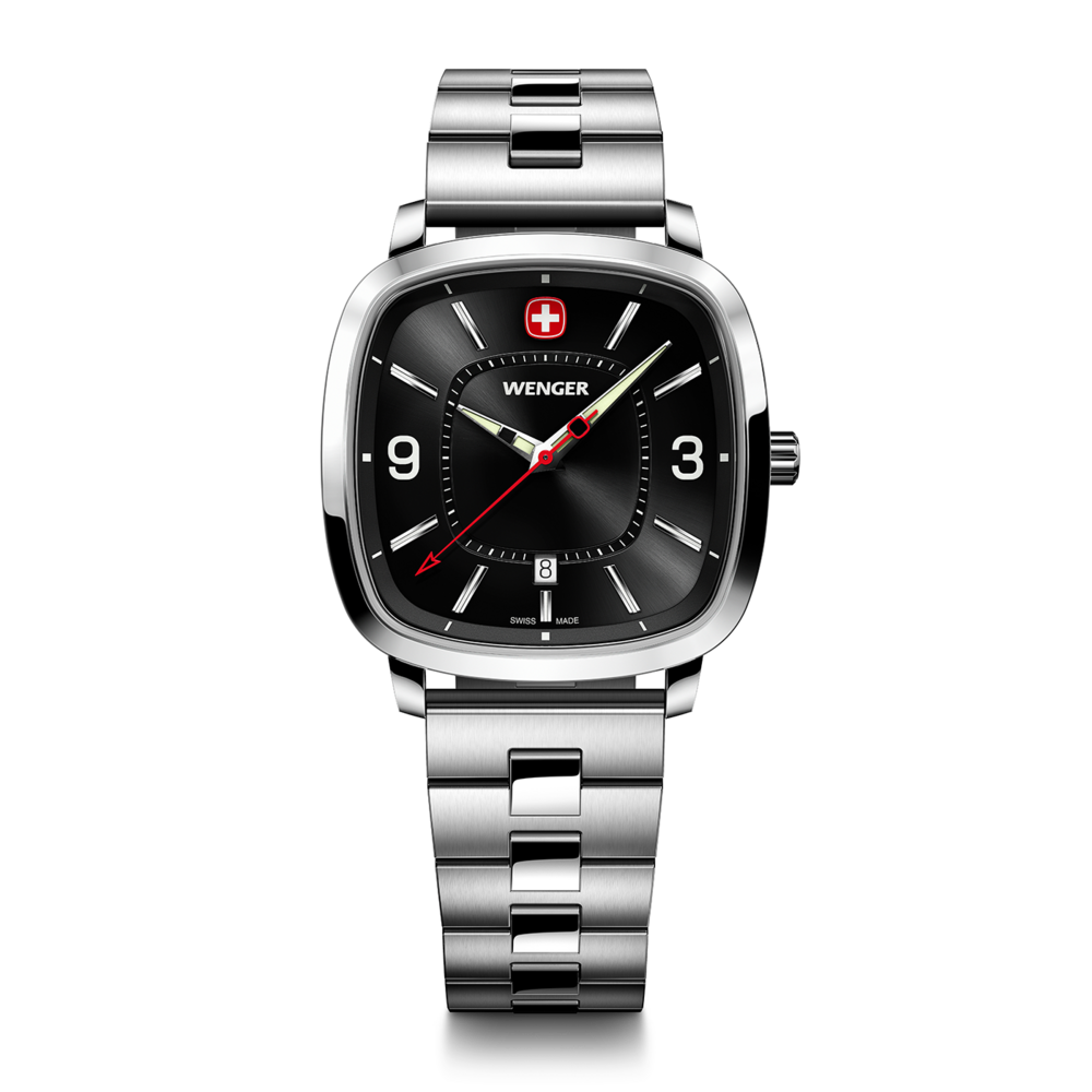 Herrenuhr silber-schwarz Ø 37 mm