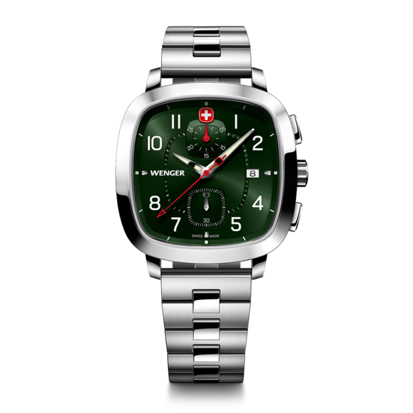 Chrono Herrenuhr silber-grün Ø 39,5 mm