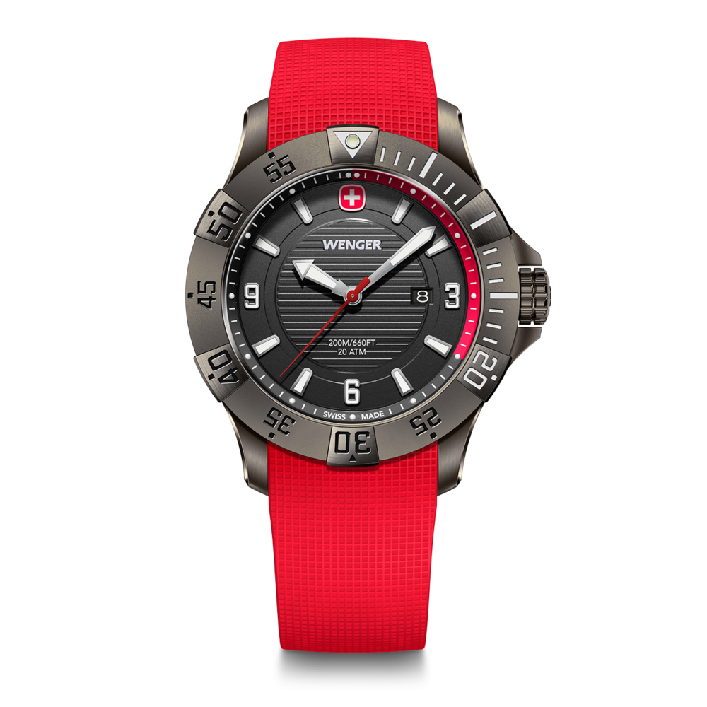 Herrenuhr rot-grau Ø 43 mm