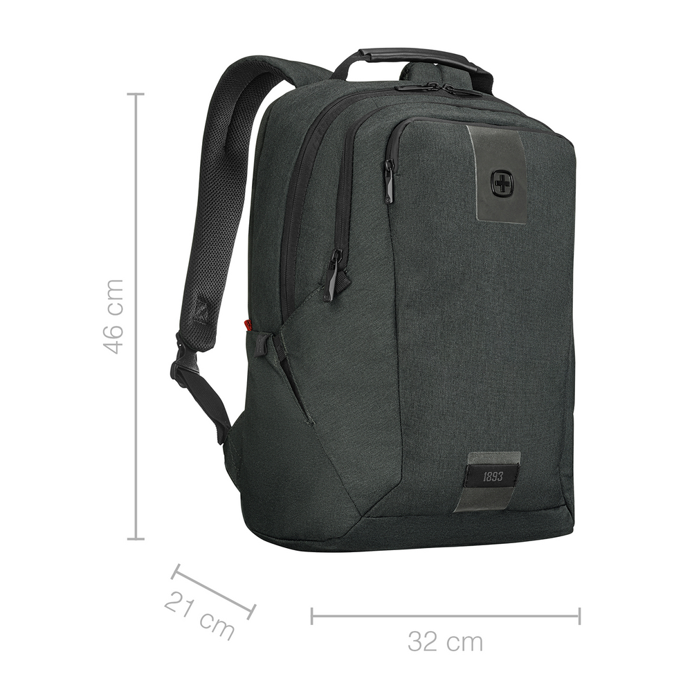 16 Zoll Laptop-Rucksack mit Tablet-Fach, kohlefarben