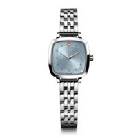 Damenuhr silber-blau Ø 27 mm Eine zeitlose, klassische Uhr mit modernem Twist