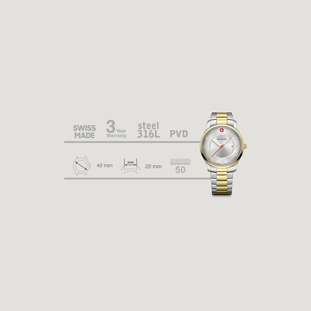 Herrenuhr zweifarbig, silber Ø 42 mm