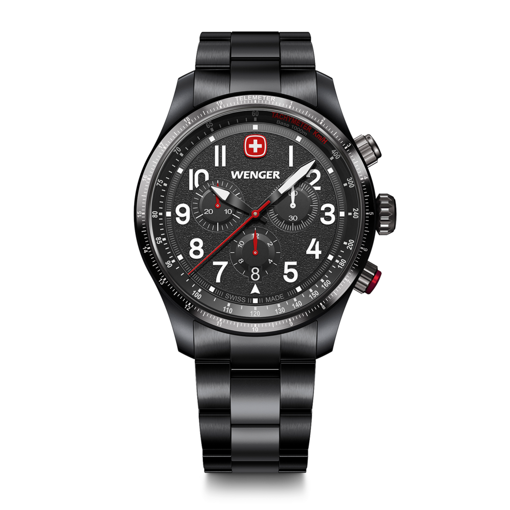 Chrono Herrenuhr schwarz, silikon Ø 43 mm
