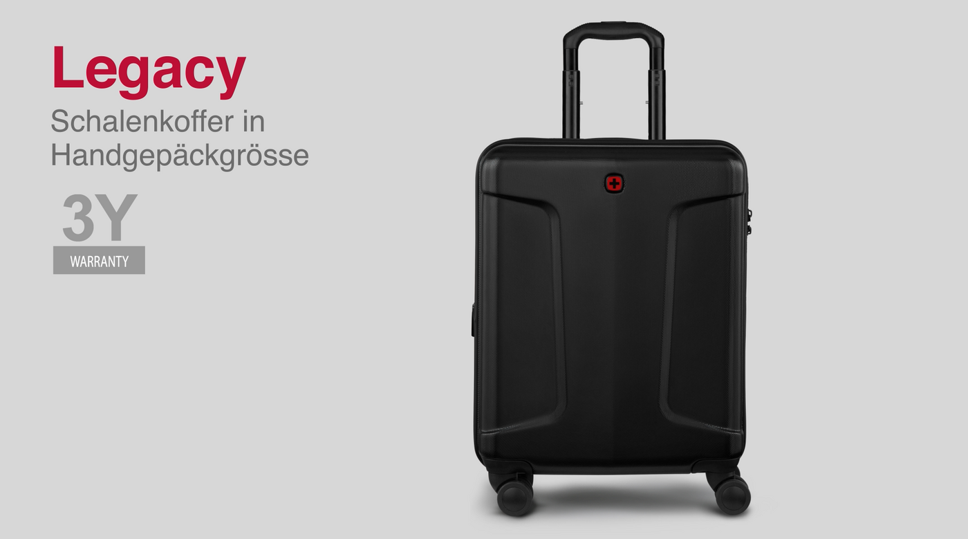 Hartschalenkoffer Carry-On, Schwarz Trolley in Handgepäckgröße mit 4 Rollen