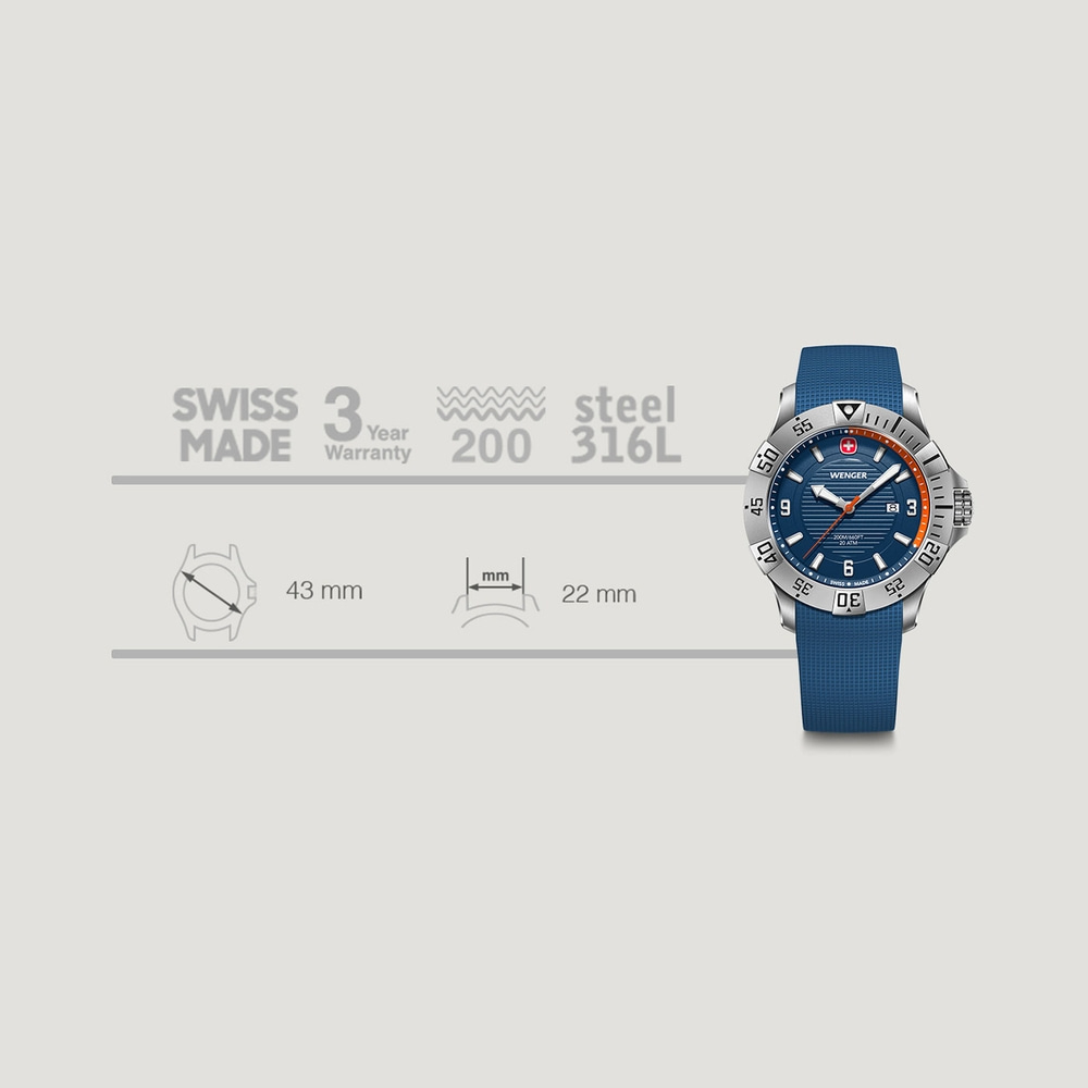 Herrenuhr blau Ø 43 mm