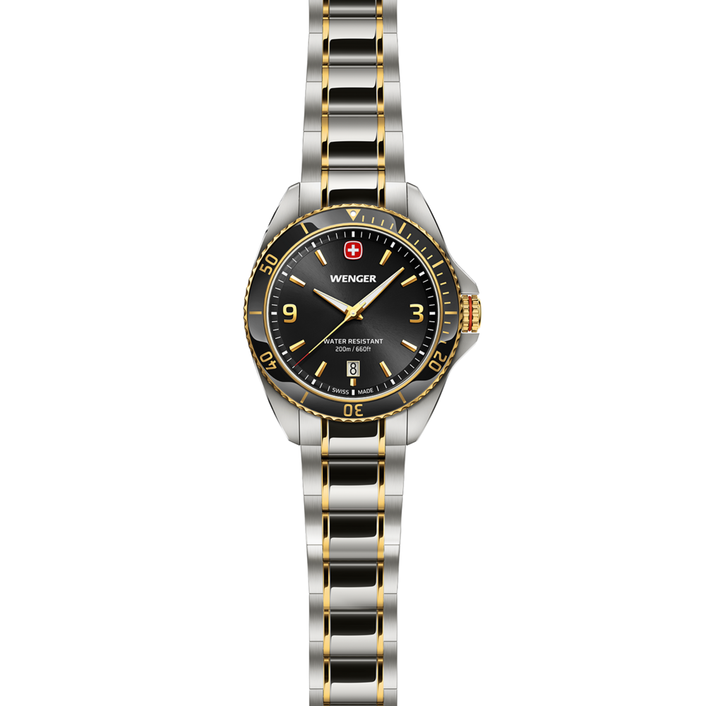 Herrenuhr schwarz-zweifarbig Ø 40 mm