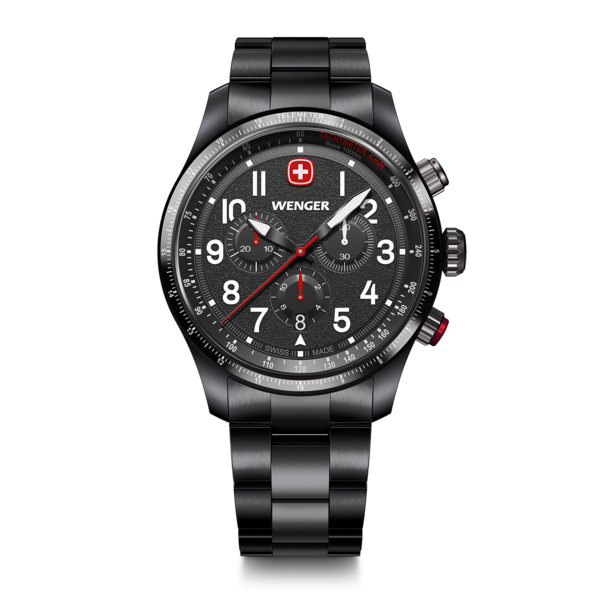 Chrono Herrenuhr schwarz, silikon Ø 43 mm