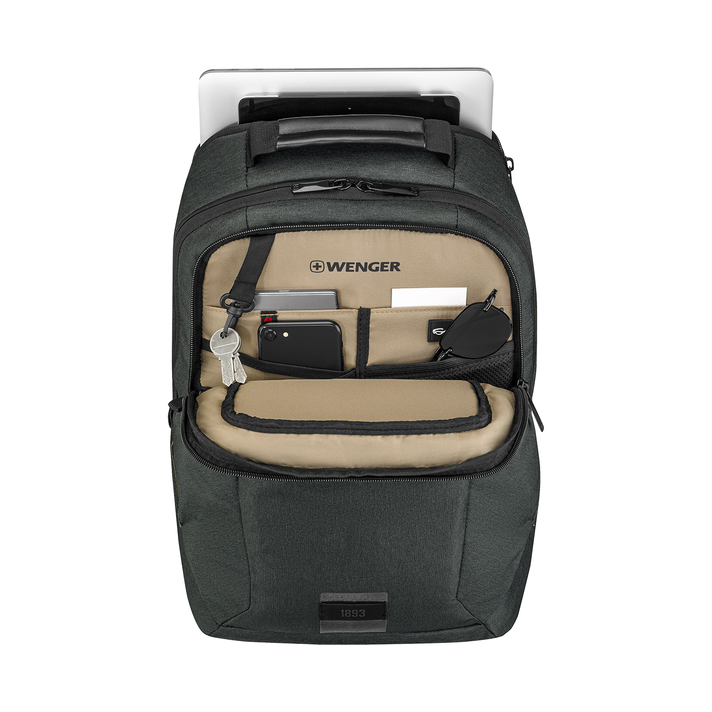 16 Zoll Laptop-Rucksack mit Tablet-Fach, kohlefarben