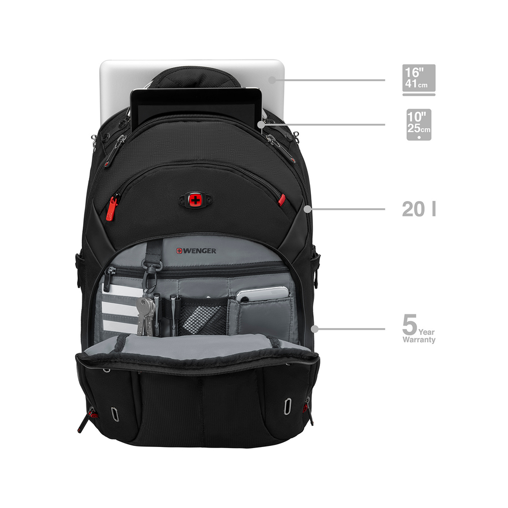16 Zoll Laptop Rucksack, schwarz