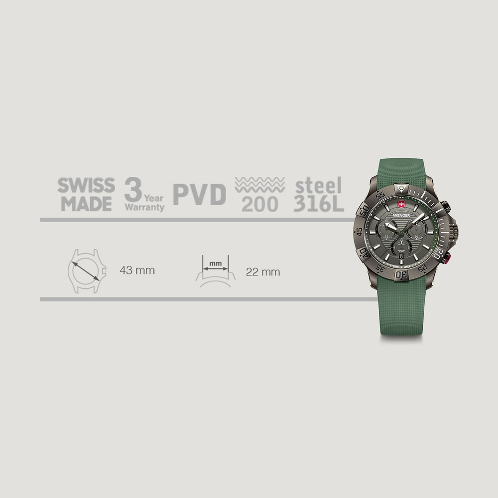 Chrono Herrenuhr grün-grau Ø 43 mm