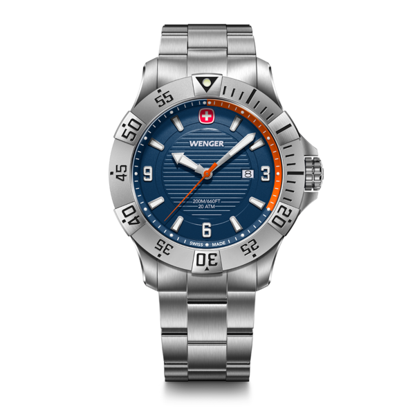 Herrenuhr silber-blau Ø 43 mm