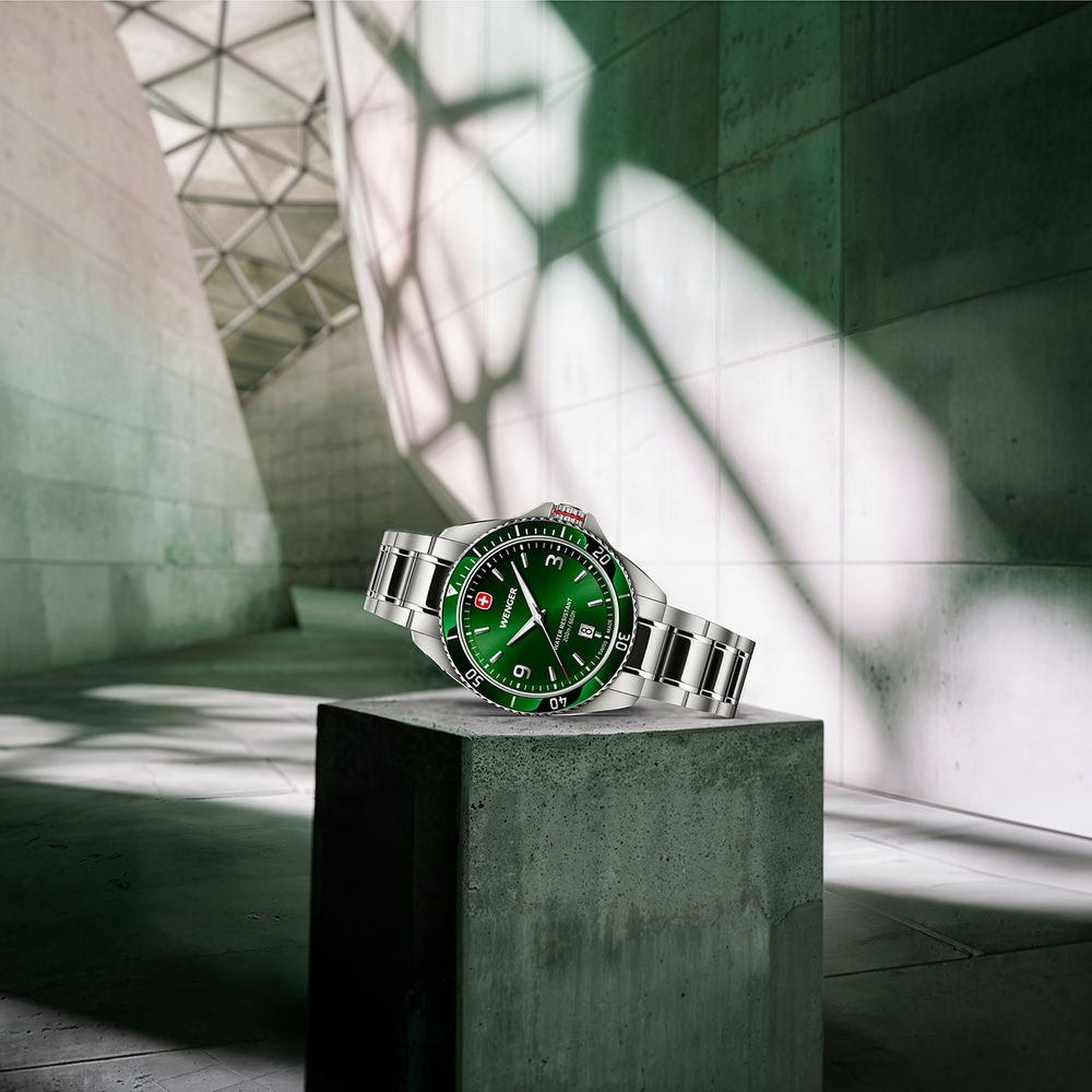 Herrenuhr grün-silber Ø 40 mm