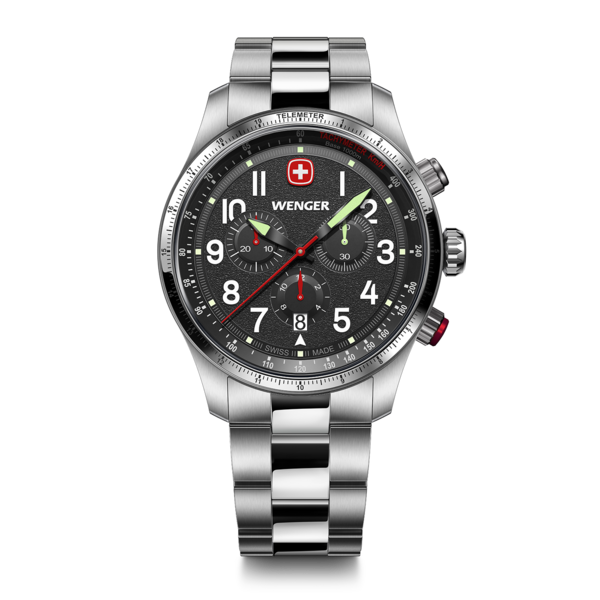 Chrono Herrenuhr silber-schwarz Ø 43 mm