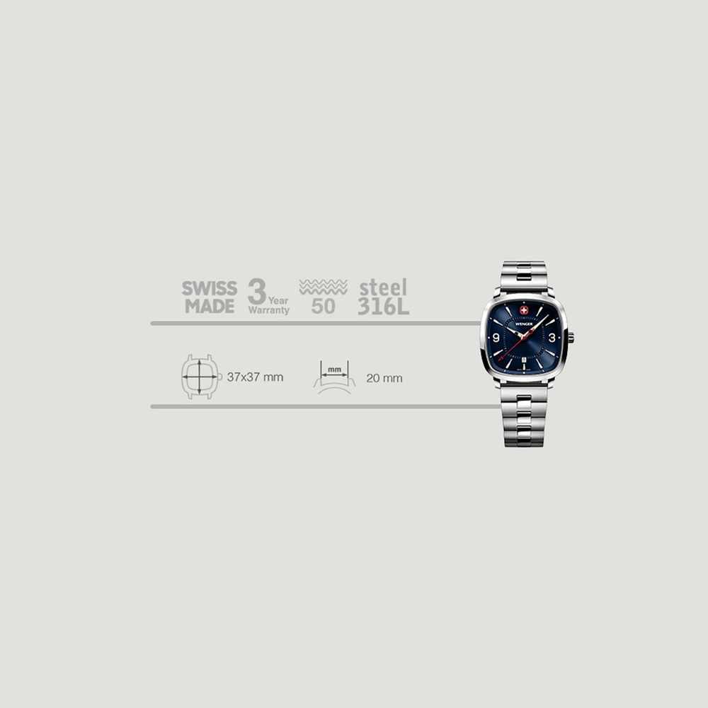 Herrenuhr silber-blau Ø 37 mm