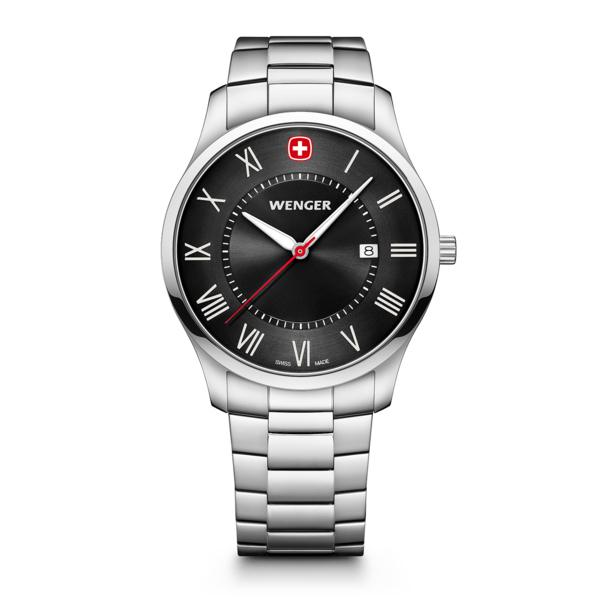 Herrenuhr silber-schwarz Ø 42 mm