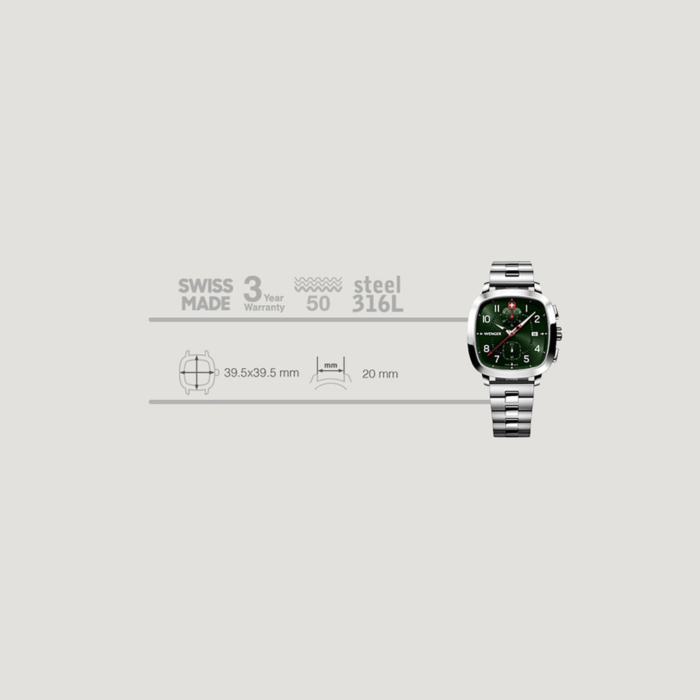 Chrono Herrenuhr silber-grün Ø 39,5 mm