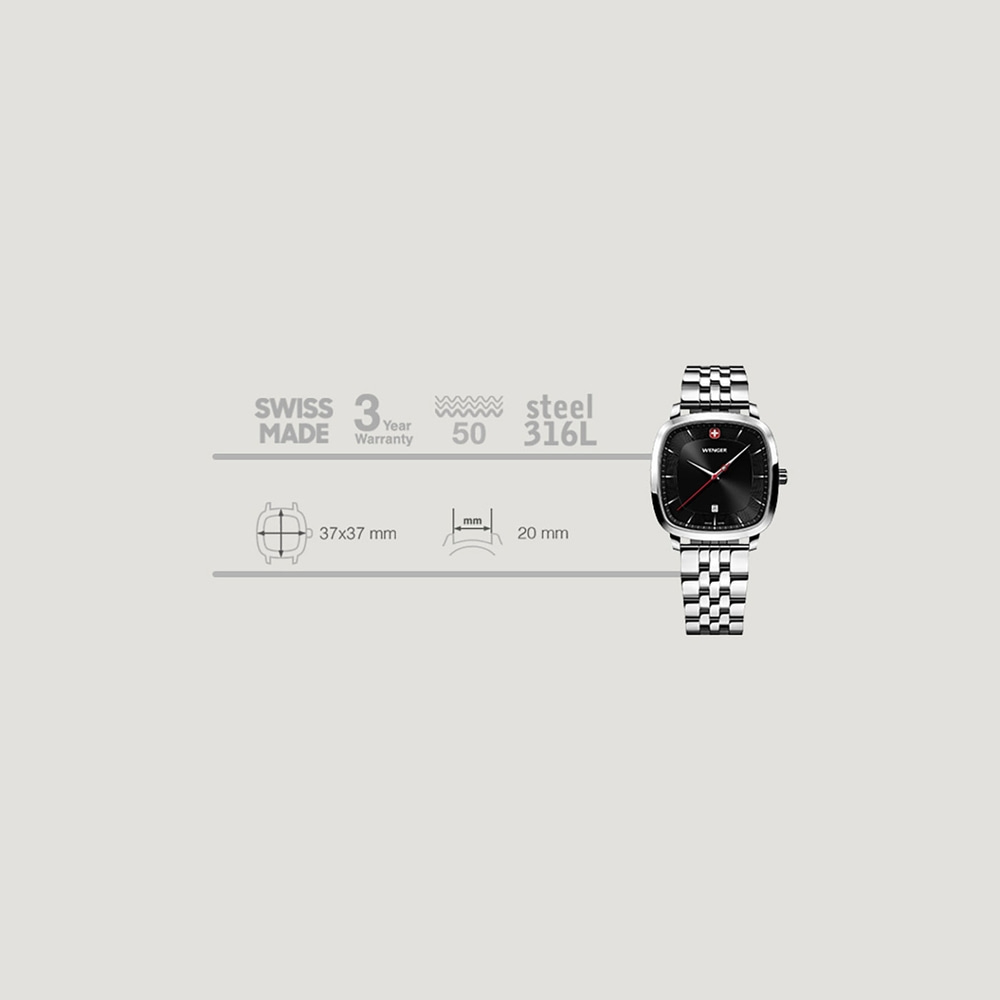 Herrenuhr silber-schwarz Ø 37 mm