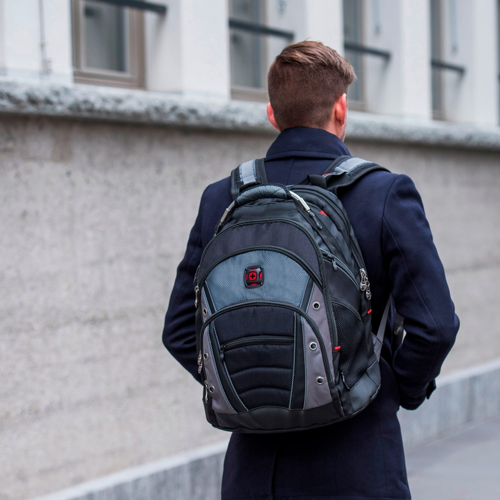 16 Zoll Laptop-Rucksack mit Tablet-Fach, schwarz-grau 16 Zoll Laptop-Rucksack mit Tablet-Fach, schwarz-grau