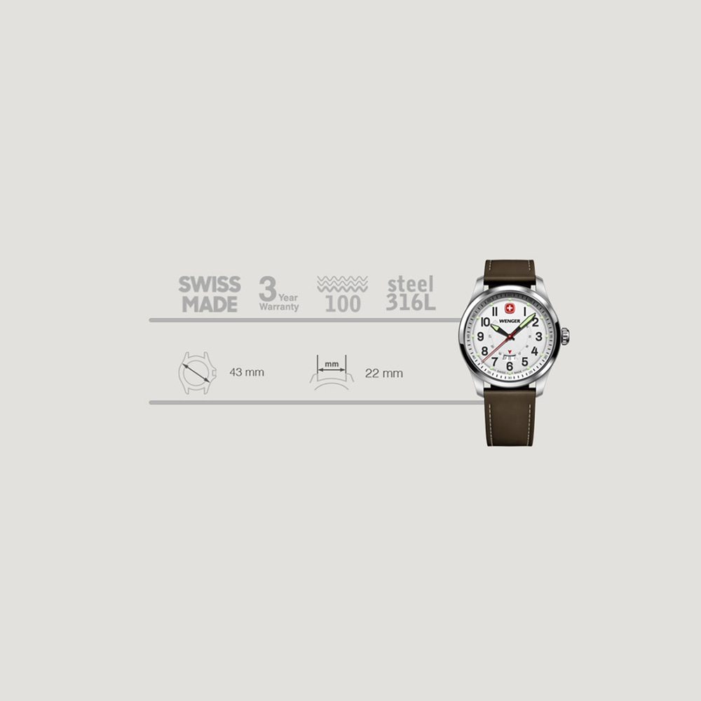 Herrenuhr silber-braun Ø 43 mm