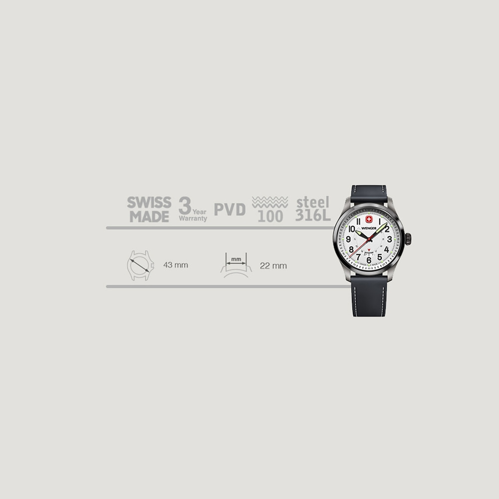 Herrenuhr schwarz-silber Ø 43 mm