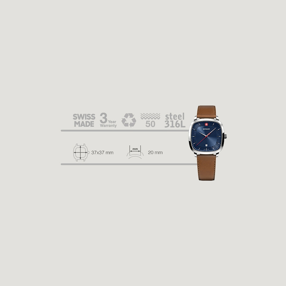 Herrenuhr braun-silber-blau Ø 37 mm