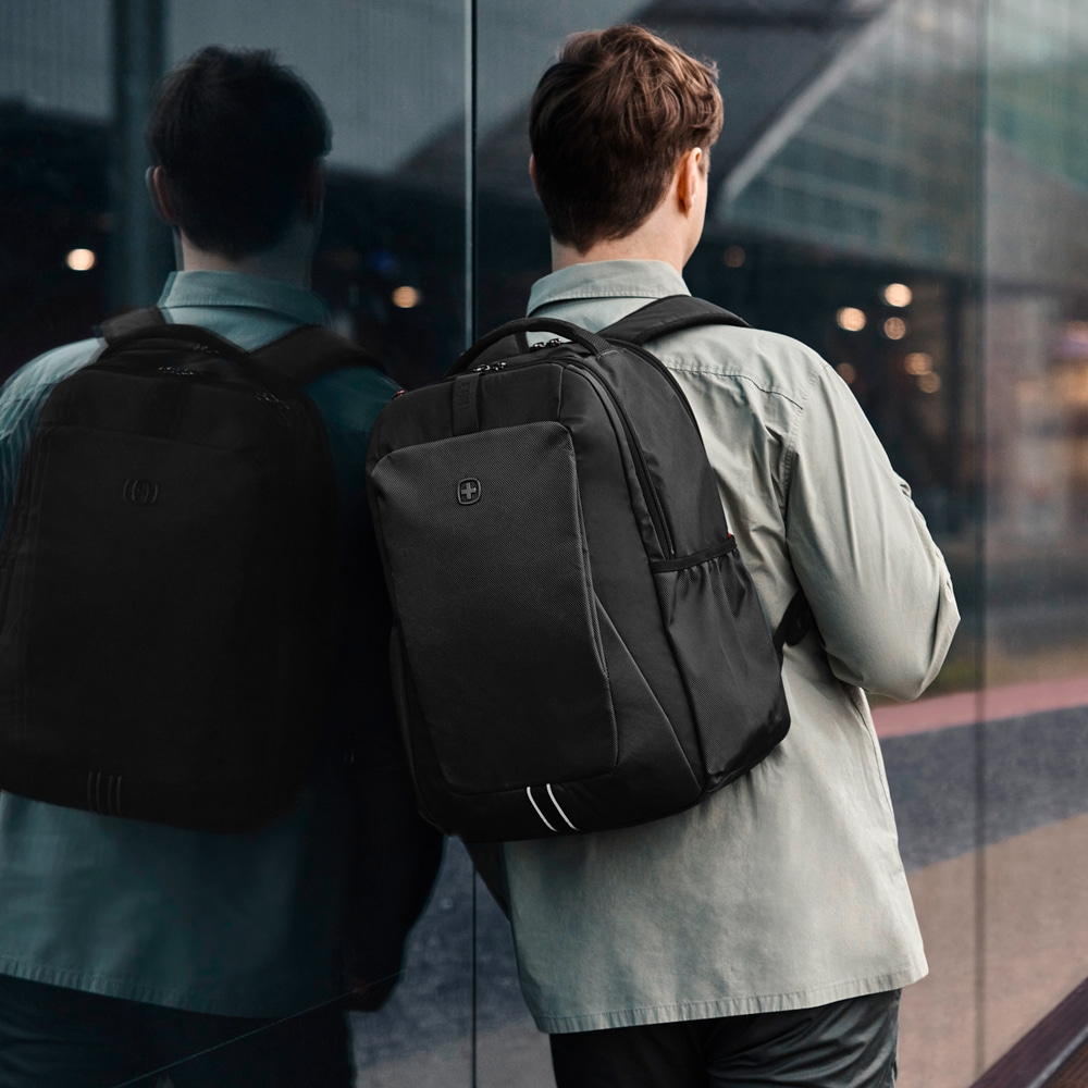 Unisex Rucksack für Laptops, Tablets und Notbooks, schwarz Gepolsterter Soft-Grip Griff zum einfachen Tragen