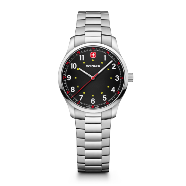 Damenuhr silber, schwarz Ø 34 mm