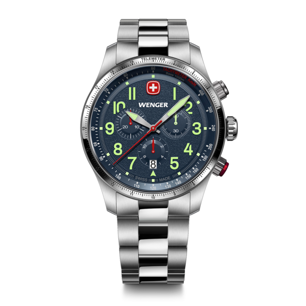 Chrono Herrenuhr silber-blau Ø 43 mm