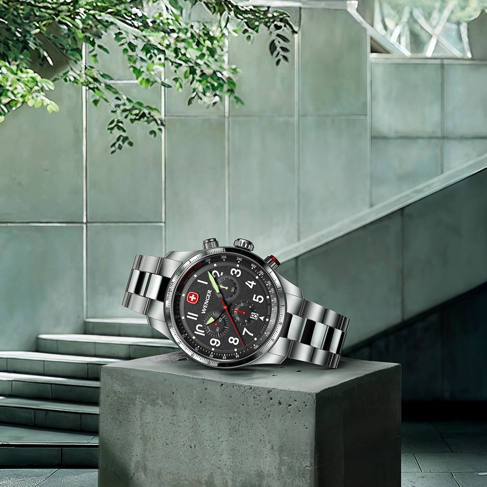 Chrono Herrenuhr silber-schwarz Ø 43 mm