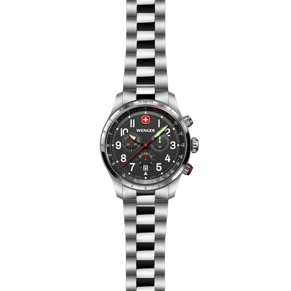 Chrono Herrenuhr silber-schwarz Ø 43 mm