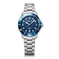Damenuhr silber-blau Ø 35 mm Wasserdichte Uhr mit Quarzwerk