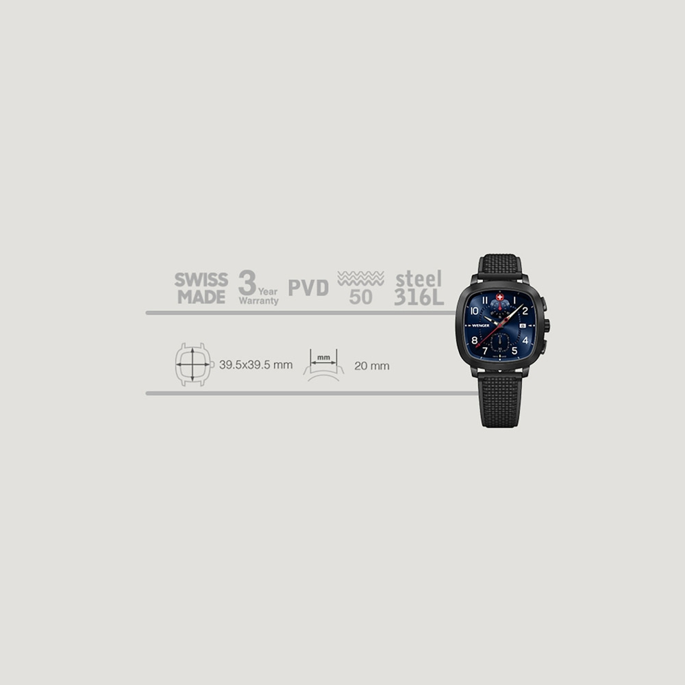 Chrono Herrenuhr schwarz-blau Ø 39,5 mm